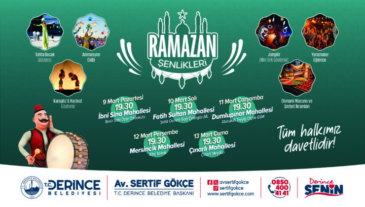 Derince’de İftar Sonrası Ramazan Şenlikleri Başlıyor