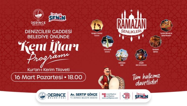 Kadir Gecesi’nde Derinceliler Kent İftarında Buluşuyor