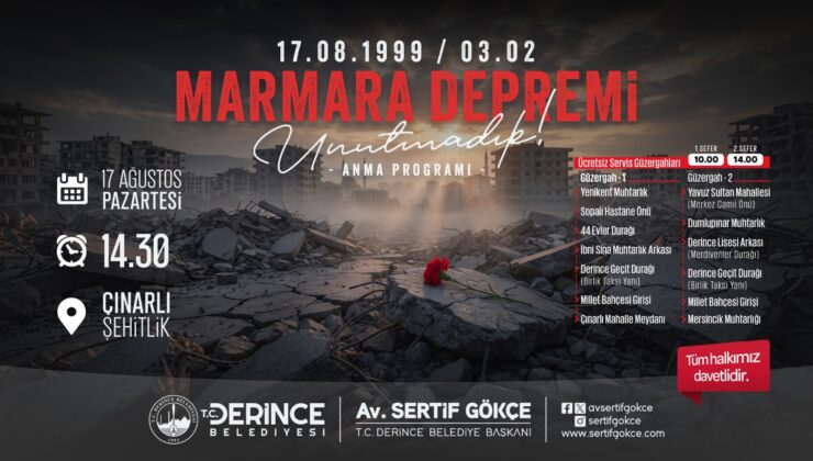 Deprem Şehitleri Derince’de Dualarla Anılacak